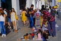 Street hawker selling fake handbags in Gran Via Madrid