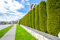 Street with a hedge fence Royalty Free Stock Photo