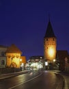 Street and Hexenturm tower in Bad Homburg. Germany Royalty Free Stock Photo