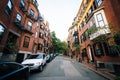 Street and historic brick buildings in Beacon Hill, Boston, Mass Royalty Free Stock Photo