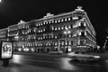 Street with historic building with lighting Royalty Free Stock Photo