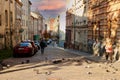 Street in the Historic city centre of Lviv, Ukraine,