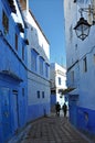 Street in the historic part of Chefchaouen. Royalty Free Stock Photo