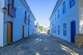 Street of historical center in Paraty, Rio de Janeiro, Brazil. Paraty is a preserved Portuguese colonial and Brazilian