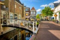 A street in the historical Gouda Old town, Netherlands Royalty Free Stock Photo