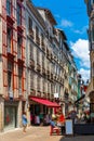 Street with historical houses in Bayonne city center. France Royalty Free Stock Photo