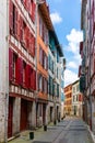 Street with historical houses in Bayonne city center Royalty Free Stock Photo