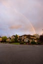 Street and Homes View at a Quite Residential Neighborhood in Suburban Area Royalty Free Stock Photo