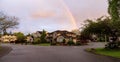 Street and Homes View at a Quite Residential Neighborhood in Suburban Area Royalty Free Stock Photo