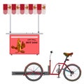 Street hot dog bike vector flat illustration Royalty Free Stock Photo