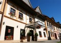 Street with hotel in Kezmarok town