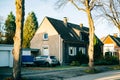 Street and houses in Marl stadt in Germany state of Nordrhein Westphalia