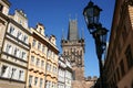 Street, houses in Prague Powder Tower. Royalty Free Stock Photo