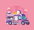 Street Ice Cream Truck Illustration