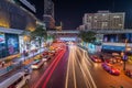 The street infront of shopping mall Central World at the downtown of Bangkok Ratchaprasong intersection Royalty Free Stock Photo