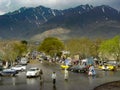 Afghan street scene with mountains in Parwan province