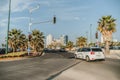 Street in jaffa israel. Traffic near tel aviv. Cityscape Royalty Free Stock Photo