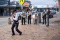 Street Jazz Band performing on Mornington streets Royalty Free Stock Photo