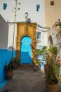 Street of Kasbah of the Udayas in Rabat, Morocco. Royalty Free Stock Photo