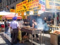 Street kiosk selling ethnic food in New York