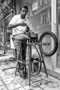 Street knife grinder at old quartier, Istanbul Royalty Free Stock Photo