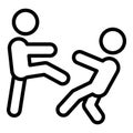 Street knockout icon outline vector. Defense kick
