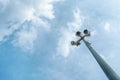 Street lamp against the blue sky. Bottom View Architecture. Royalty Free Stock Photo