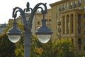 Street lamp in autumn Moscow. Royalty Free Stock Photo