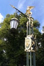 Street lamp with a beautiful golden scenery Royalty Free Stock Photo