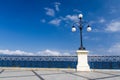 Street lamp with bolls on promenade, Reggio di Calabria, Italy Royalty Free Stock Photo