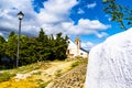 Street lamp church wall path Royalty Free Stock Photo