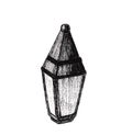Street lamp drawn in black ink in sketch style
