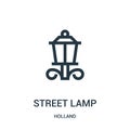 street lamp icon vector from holland collection. Thin line street lamp outline icon vector illustration. Linear symbol for use on Royalty Free Stock Photo