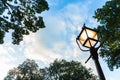 Vintage street lamp in New York City from a low angle USA Royalty Free Stock Photo