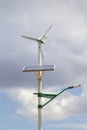 Street lamp post with solar panel and wind turbine ,China. Royalty Free Stock Photo