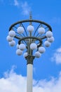 Street lamp with round plafonds at VDNH in the style of industrial design of the USSR Royalty Free Stock Photo