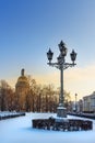 Street lamp on Senate square in winter. Saint Petersburg. Russia