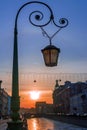 Street lamp in St. Petersburg at sunset, Russia Royalty Free Stock Photo