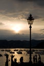 Street lamp sunset harbour Royalty Free Stock Photo