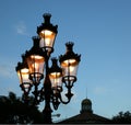 Street lamp at twilight in Barcelona Royalty Free Stock Photo