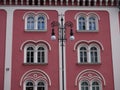 Street lamps and classical building at Prague Czec Republic, symmetrical image