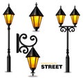 Street lamps 3d Vector realisic set collection isolated on white backgrounds