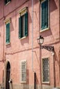 Street lamps on the walls of Italian cities in Italy