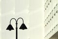 Street lamp modern design stylish background concrete buildings with balconies