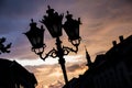 Street lanterns with ortodox church in back Royalty Free Stock Photo