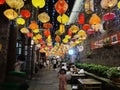 Street with lanterns and people