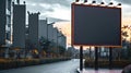 A street with a large billboard on the side of it, large outdoor billboard mockup