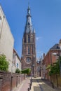 Street leading to the Bonifatius church in Leeuwarden Royalty Free Stock Photo
