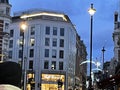 London street scene at Christmas showing Christmas lights