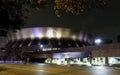 Street level evening view of the famous Mercedes-Benz Superdome